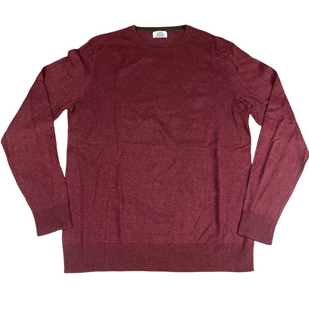 Old Navy Mens Crew Neck Sweater Burgundy Heather Cotton Blend Pullover Medium